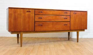 Long And Low Sleek Mid Century Teak Credenza/ Buffet/tv Console By Nathan.  Mcm photo