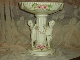 Ceramic Figural/cherub Chic Rose Compote 11 