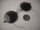 Antique Round Eyeglasses.  Steel Spectacles With Grey Sunglass Lenses. Optical photo 2