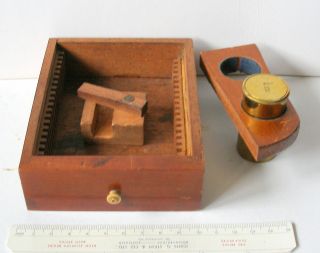 19th.  C.  Microscope Accessories: Cased Objective With Holder,  And Slide Drawer photo