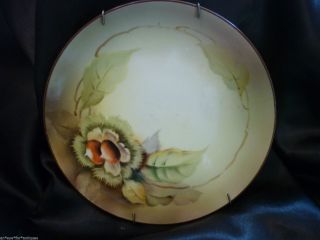 Antique Green Mark Morimura Noritake Handpainted Japan Acorn Flower Plate C.  1921 photo