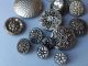 Antique And Vintage Buttons White Metal Silver Tone Mirror Twinkle Back Matches Buttons photo 1