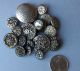 Antique And Vintage Buttons White Metal Silver Tone Mirror Twinkle Back Matches Buttons photo 2