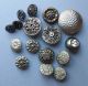 Antique And Vintage Buttons White Metal Silver Tone Mirror Twinkle Back Matches Buttons photo 5