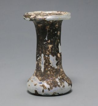 Ancient Roman Cast Glass ' Cotton Reel ' Unguentarium photo