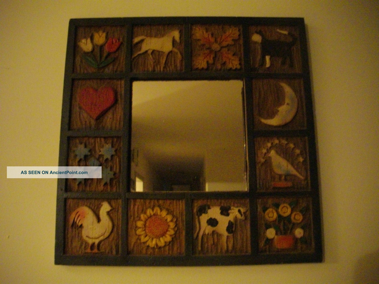 Vintage Primitive Country Folk Art Mirror Primitives photo