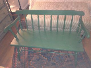 Green Small Wooden Bench photo