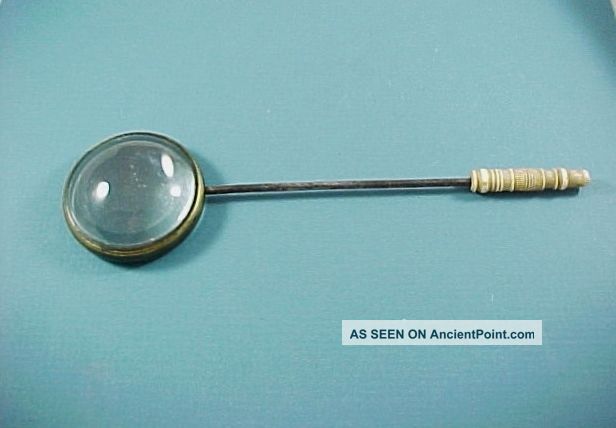 Antique Magnifying Glass,  Very Early,  Long Bone Handle,  Bulbous Glass,  Medical? Primitives photo