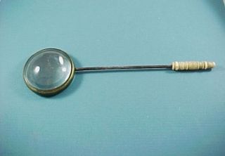 Antique Magnifying Glass,  Very Early,  Long Bone Handle,  Bulbous Glass,  Medical? photo