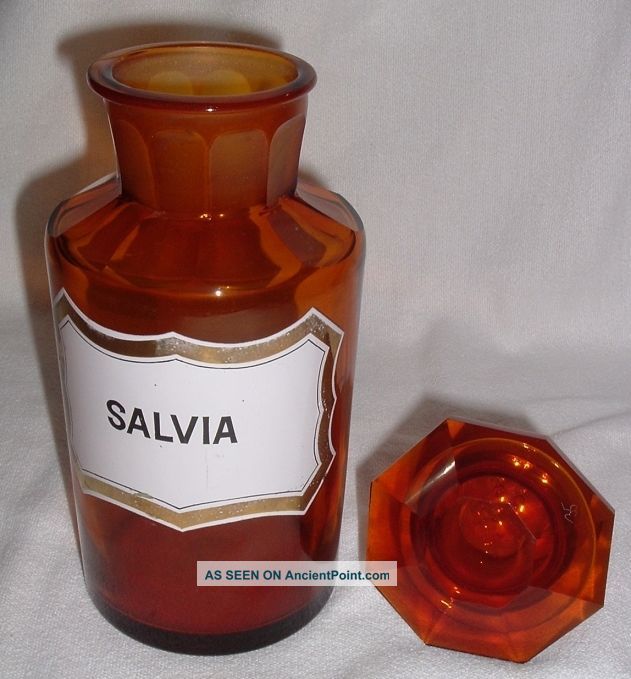 1810 - 1860 Amber Cut Flint Glass Apothecary Bottle Gold Gild Enamel Label G&d Bottles & Jars photo