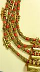 Antique/ Vintage Yemeni Four Strand Gilt Coin Silver And Coral Necklace Islamic photo 9
