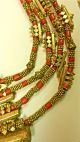 Antique/ Vintage Yemeni Four Strand Gilt Coin Silver And Coral Necklace Islamic photo 8