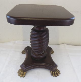 Antique Mahogany Stool With Twisted Base And Claw Feet 1800 ' S photo