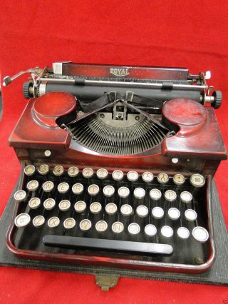 Rare Antique 1920 ' S Red Royal Standard Portable Typewriter W/ Case Nr photo