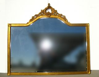 Vintage Gold Gilt French Style Scrolls & Flourishes Rectangular Largewall Mirror photo