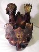 Finely Gild Carved China Red Bronze Guard Foo Dogs Lion Statue Great Patina Foo Dogs photo 11