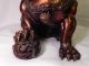 Finely Gild Carved China Red Bronze Guard Foo Dogs Lion Statue Great Patina Foo Dogs photo 2