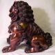 Finely Gild Carved China Red Bronze Guard Foo Dogs Lion Statue Great Patina Foo Dogs photo 3