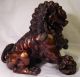 Finely Gild Carved China Red Bronze Guard Foo Dogs Lion Statue Great Patina Foo Dogs photo 7