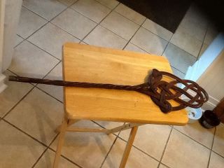 Antique Rug Beater Wicker Cane Woven Carpet Tool photo