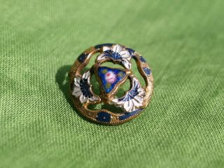Rare Antique French Hand Painted Enamel Button photo