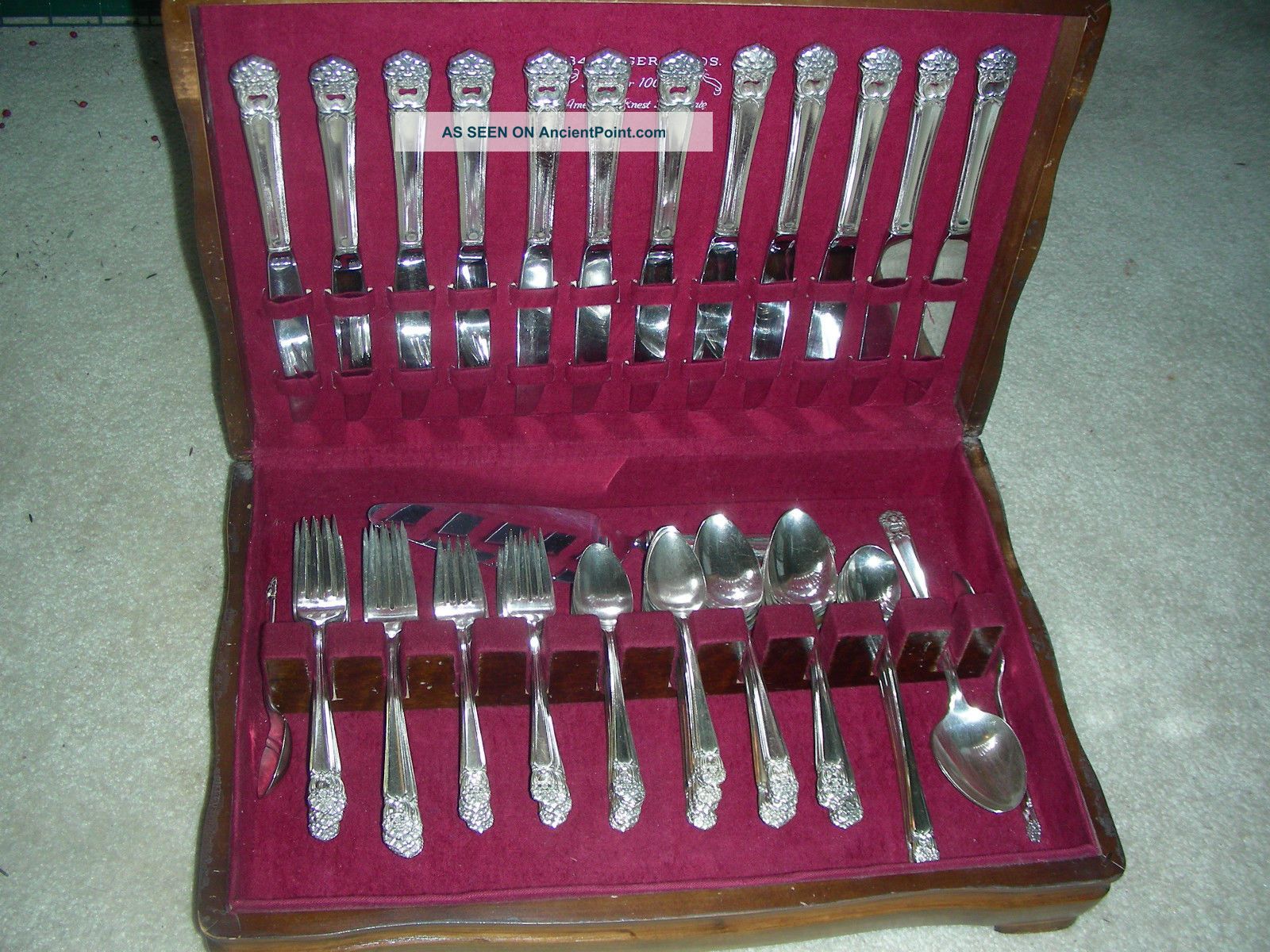 Rogers Silver Plate Eternally Yours 85 Pc Silverware Flatware Set Serves 12 Flatware & Silverware photo