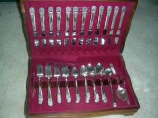 Rogers Silver Plate Eternally Yours 85 Pc Silverware Flatware Set Serves 12 photo
