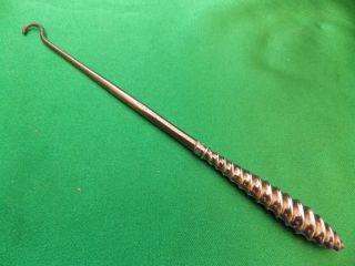 Antique Vintage Silver Handle Threaded Style Button Hook Made In London In 1913. photo