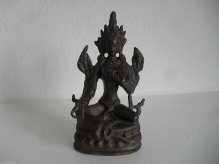 Chinese Tibet Buddhist Mongolia Nepal Antique Bronze/brass Tara Goddess Sgrol - Ma photo