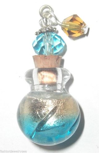 Christmas Glass Mini Ball Aqua/cobalt Silver Foil Essential Oils Perfumes Bottle photo