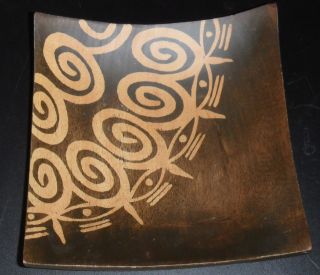 Rare Primitive Antique African Wood Etched Tray Free Gift Included Fabulous photo
