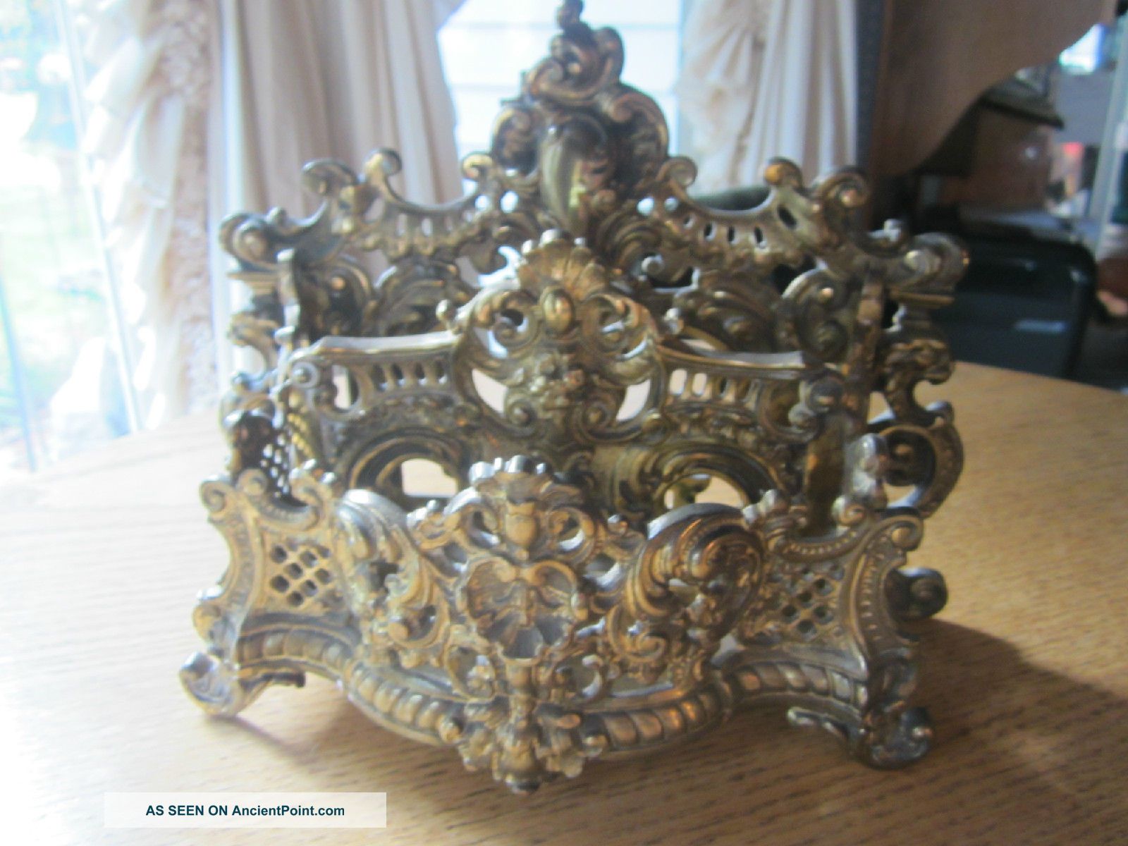 Victorian Antique Brass Ornate Letter Holder Look Metalware photo