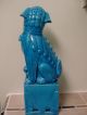 Estate Find 2 Turquoise - Colored Chinese Foo Dogs 14 