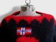 Nwot Womens 70 ' S Scandinavian Norge Norway Flag On Viking Ship Wool Sweater M/l Viking photo 3