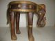 19 C Rare Handmade Brass Fitted Unique Wooden Elephant Kids Sitting Stool Post-1950 photo 5