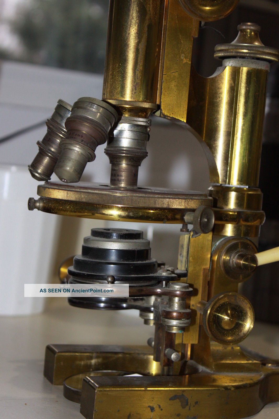 Antique Rare 1903 Continental Model Krauss,  Bausch & Lomb Brass Microscope Nr Microscopes & Lab Equipment photo