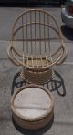Vintage Bent Rattan Bamboo Swivel Rocking Chair & Ottoman Post-1950 photo 1