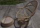 Vintage Bent Rattan Bamboo Swivel Rocking Chair & Ottoman Post-1950 photo 2
