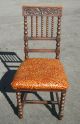 Antique Spanish Revival Carved Accent Chair Floral Embossed Leather Burnt Orange Post-1950 photo 1