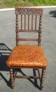 Antique Spanish Revival Carved Accent Chair Floral Embossed Leather Burnt Orange Post-1950 photo 3