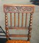 Antique Spanish Revival Carved Accent Chair Floral Embossed Leather Burnt Orange Post-1950 photo 5