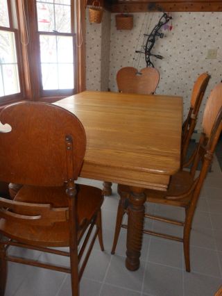 Antique Dining Table Chairs Set 6 Ft.  Country Farmhouse Solid Wood photo