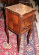Louis Xv Marble Top Antique French Walnut Nightstand W/ Marble Drawer & Cabinet 1800-1899 photo 1