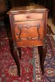 Louis Xv Marble Top Antique French Walnut Nightstand W/ Marble Drawer & Cabinet 1800-1899 photo 2