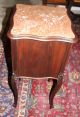 Louis Xv Marble Top Antique French Walnut Nightstand W/ Marble Drawer & Cabinet 1800-1899 photo 3
