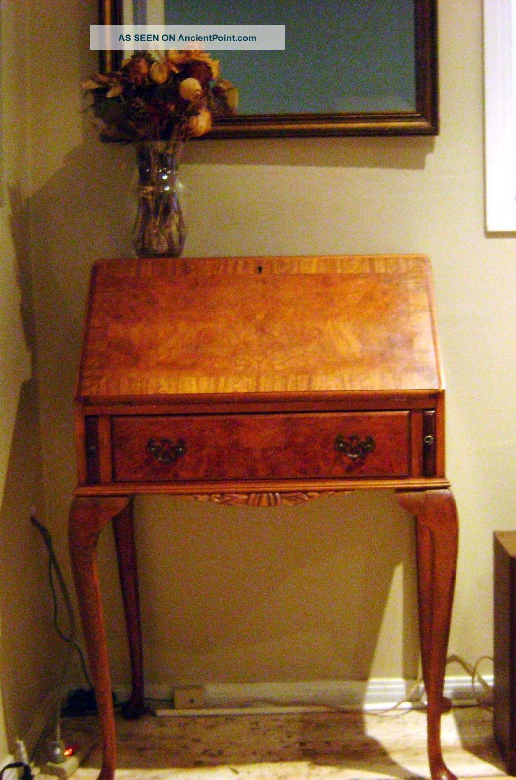 Antique French Secretary Desk Mahogany +maple Burl Glendale Ca Only 1800-1899 photo