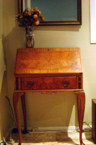 Antique French Secretary Desk Mahogany +maple Burl Glendale Ca Only photo