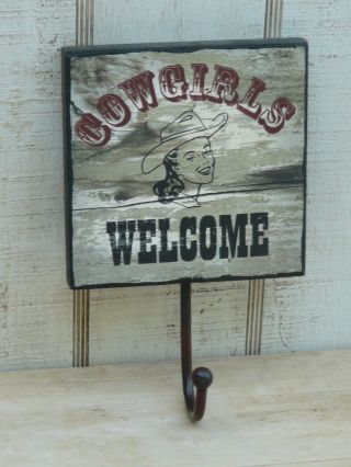 Cow Girl Wall Plaque With Hook photo