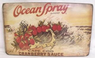 Primitive Country Farmhouse Ocean Spray Cranberry Wood Kitchen Wall Plaque Decor photo