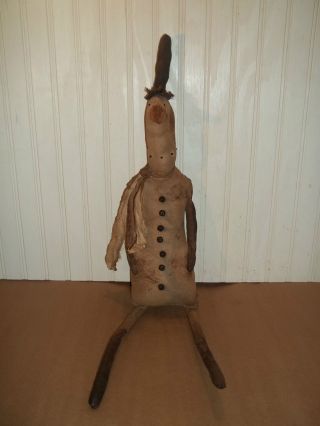 Primitive Grungy Man Of Snow Skinny Snowman Christmas Doll photo
